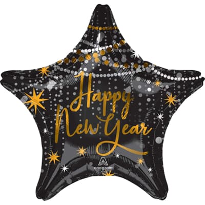 43801.jpg Happy New Year Midnight Hour Star 45cm Foil Each