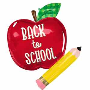 Back To School Apple & Pencil Foil Supershape 66cm x 78cm Each