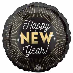 Happy New Year Midnight Glam 45cm Foil Round Each