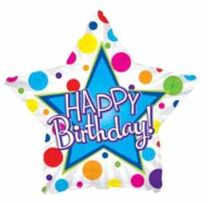 824011.jpg Happy Birthday Colourful Star Foil 23cm Each