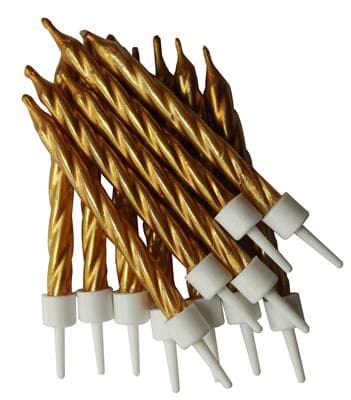 Candles 7.5cm Metallic Gold with Holders Pack(12)