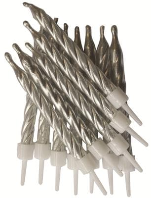 AHC149.jpg Candles 7.5cm Metallic Silver with Holders Pack(12)