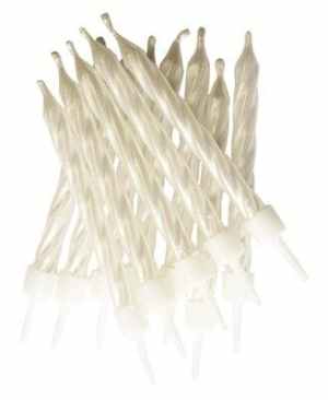 Candles 7.5cm Pearlescent White with Holders Pack(12)