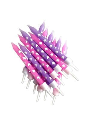 AHC216.jpg Unicorn Candles Pink and Lavender with Holders. Pack(12)