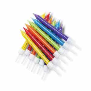 Glitter Candles Multi-Coloured Rainbow Mix with Holders Pack(12)