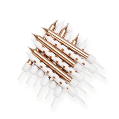 Candles 7.5cm Metallic Star Mix Candles Gold with Holders Pack(12)