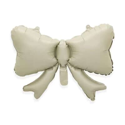 BBQBOWWH.jpg Mini Bow Foil Balloons Cream White 41cm x 51cm Each
