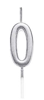 Birthday Candle Silver Number 0 EA