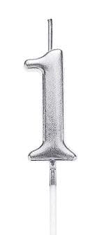 Birthday Candle Silver Number 1 EA