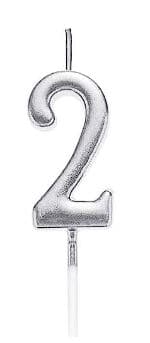 Birthday Candle Silver Number 2 EA