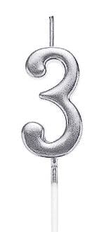 Birthday Candle Silver Number 3 EA