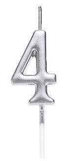 Birthday Candle Silver Number 4 EA