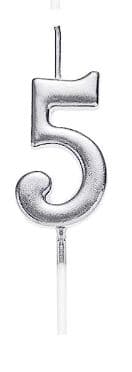 Birthday Candle Silver Number 5 EA