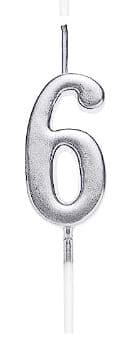 Birthday Candle Silver Number 6 EA