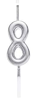 Birthday Candle Silver Number 8 EA