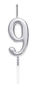 Birthday Candle Silver Number 9 EA