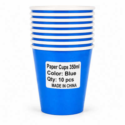 Solid Paper Cups 350ml Blue Pack (10pack)