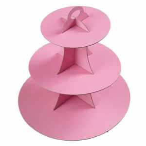 3 Tier Cup Cake Stand 35cm high Pink Pack