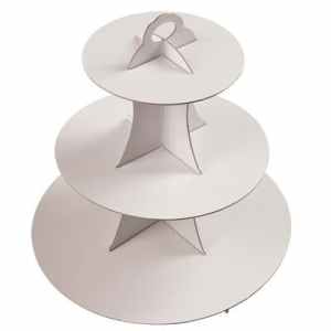 3 Tier Cup Cake Stand 35cm high White Pack