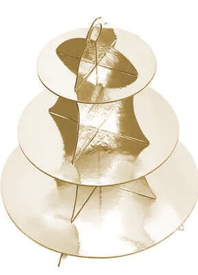 3 Tier Cup Cake Stand 35cm high GOLD Pack