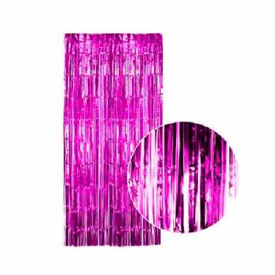 Door Curtain Holographic Metallic Hot Pink