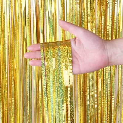 Door Curtain Holographic Metallic Gold. 100cm x 200cm Each