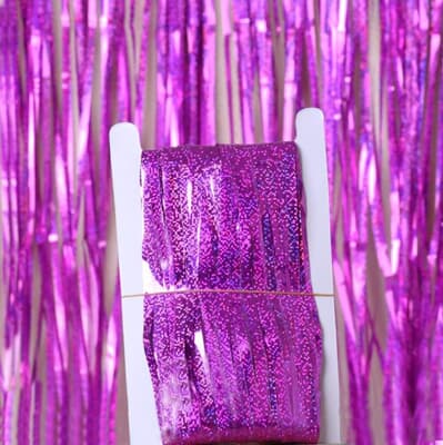Door Curtain Holographic Metallic Purple 100cm x 200cm Each