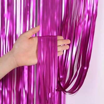 Door Curtain Matte Metallic Hot Pink 100cm x 200cm Each