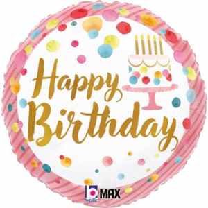 Satin Birthday Pink Party 45cm Each