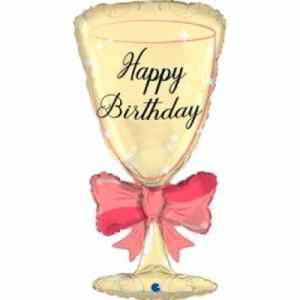 36inch Happy Birthday Glass with Ribbon Shape EA