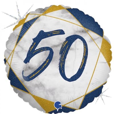 Marble Blue 50 45cm Foil Balloon Each