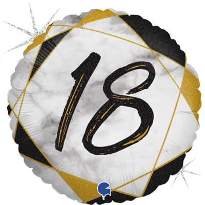 Marble Black 18 45cm Foil Balloon Each