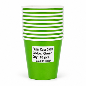 Solid Paper Cups 350ml Green Pack (10 pack)