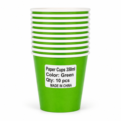 Solid Paper Cups 350ml Green Pack (10 pack)