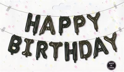 Happy Birthday Kit Set Black 13 x 16in 40cm Letters ribbon /straw included EA