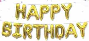 Happy Birthday Kit Set Gold 13 x 16in 40cm Letters ribbon/straw  included EA