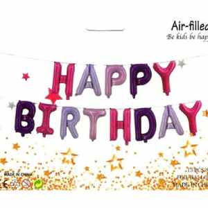 Happy Birthday Kit Set Pink Multi Shade 13 x 16in 40cm Letters Ribbon/straw Included EA