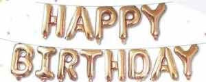 Happy Birthday Kit Set Rose Gold 13 x 16in 40cm Letters -Ribbon/straw included EA