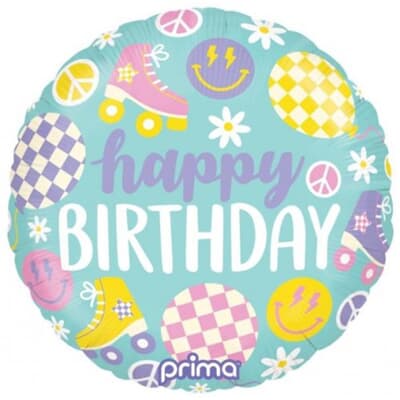 Prima 18'' Happy Birthday Retro Skates Foil 45cm Each