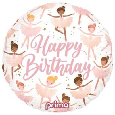 P620212.jpg Prima 18'' Happy Birthday Ballerinas Foil 45cm Each