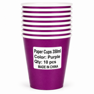 Solid Paper Cups 350ml Purple Pack (10pack)