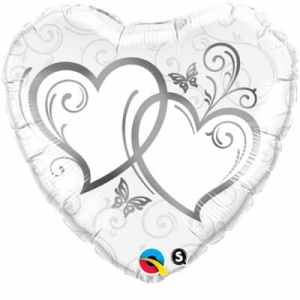 Qualatex Balloons Entwined Hearts Silver 45cm Each