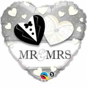 Qualatex Balloons Heart Foil Mr and Mrs Wedding 45cm Each