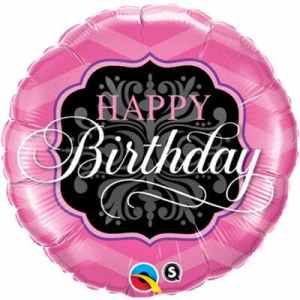 Qualatex Balloons Birthday Pink and Black 45cm Each