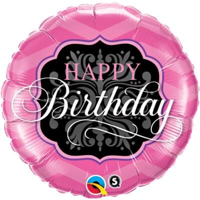Qualatex Balloons Birthday Pink and Black 45cm Each