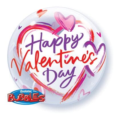 Bubble Valentines Brushed Hearts Each
