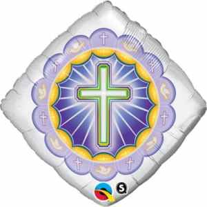 Qualatex Balloons Diamond Foil Illuminated Cross 45cm Each