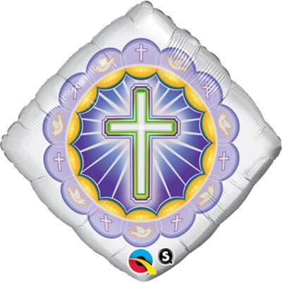 Qualatex Balloons Diamond Foil Illuminated Cross 45cm Each