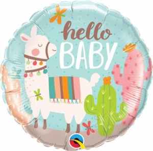 Qualatex Foil Hello Baby Llama 45cm Each