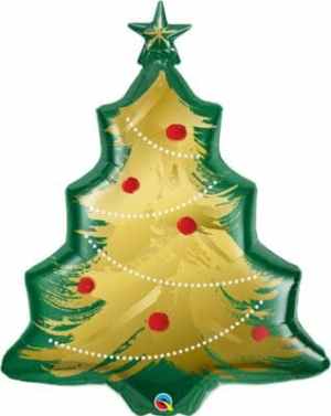 Q89972.jpg Christmas Tree Brushed Gold 40in Shape Balloon Each